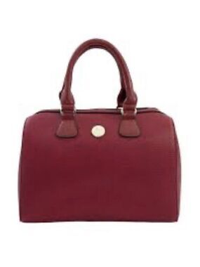 JM Jessica Moore Berry Pebbled Leather Venture Satchel